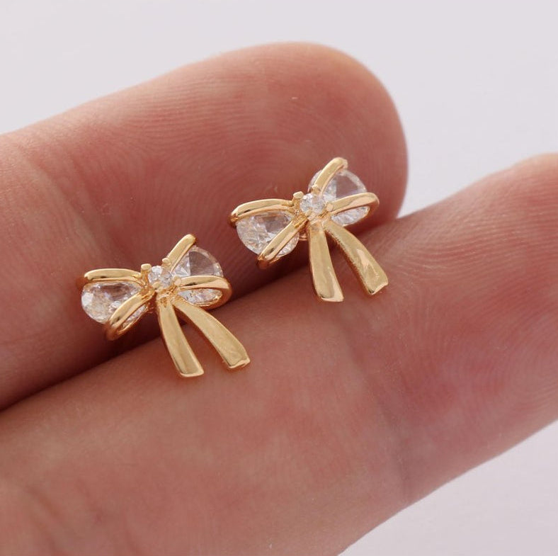 Bow CZ Stud Earrings