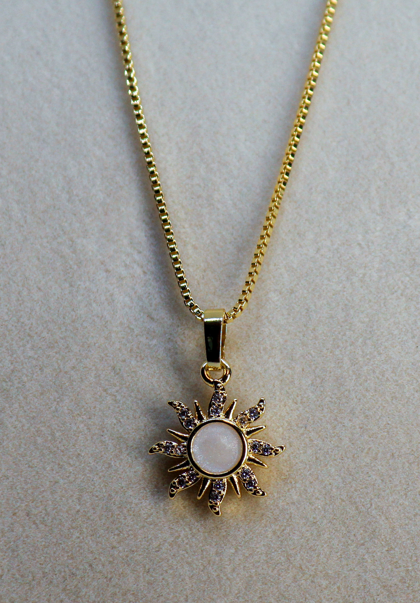 Gold CZ Enamel White Moon