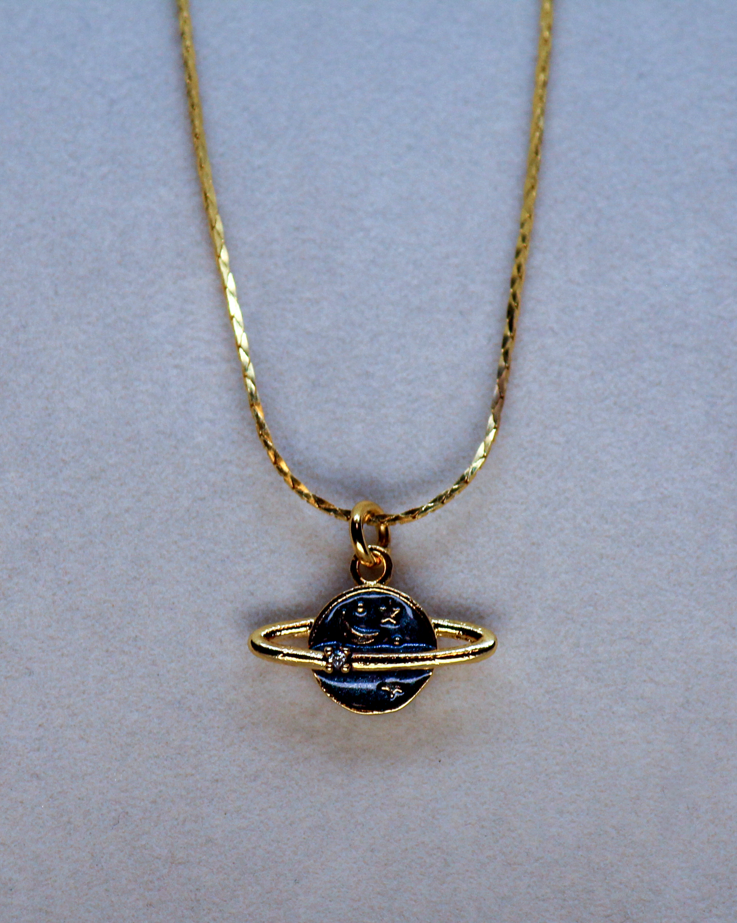 Gold Enamel Saturn Necklace