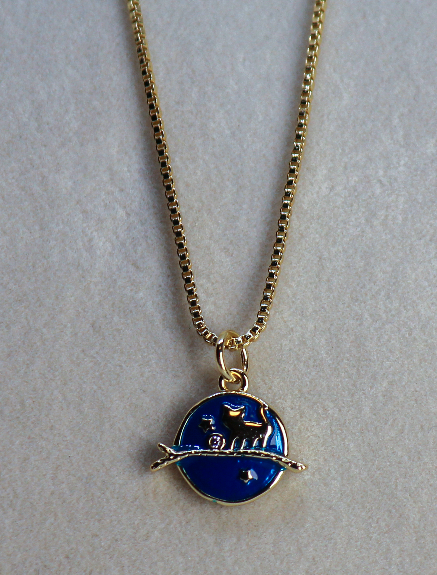 Gold Enamel Cat Moon