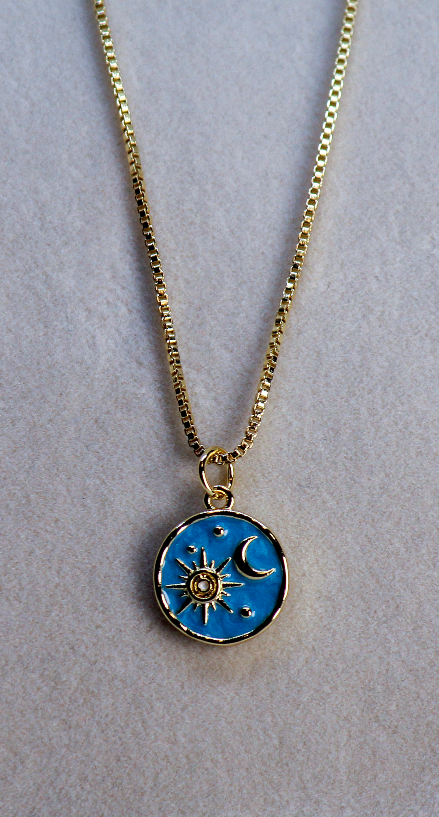 Gold Enamel Sun, Moon, & Stars
