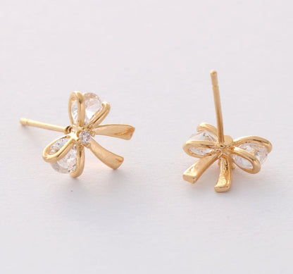 Bow CZ Stud Earrings