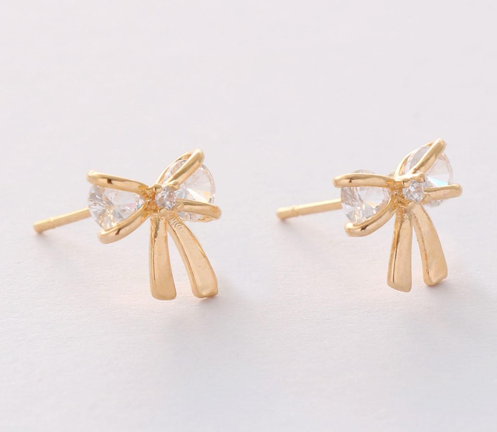 Bow CZ Stud Earrings