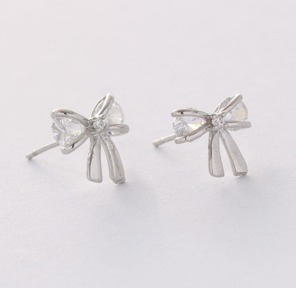 Bow CZ Stud Earrings