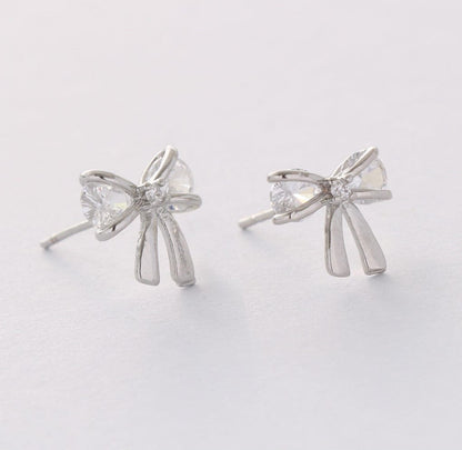 Bow CZ Stud Earrings