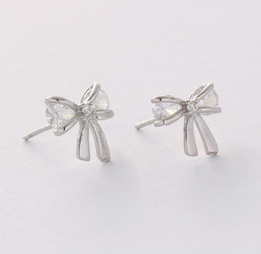 Bow CZ Stud Earrings