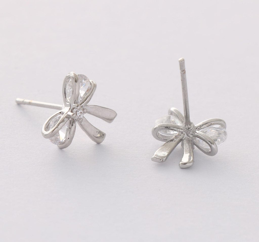 Bow CZ Stud Earrings