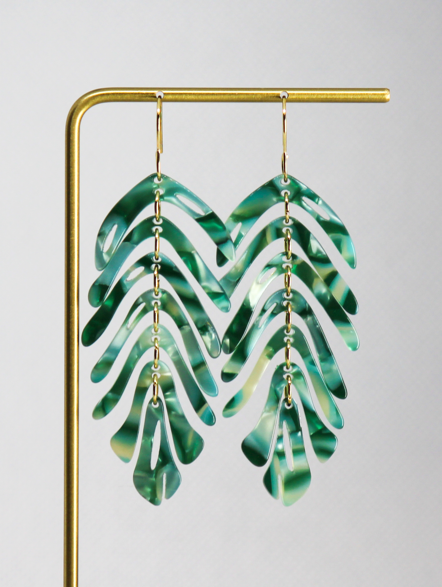 Acrylic Green Fern Dangle