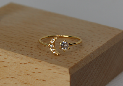 Gold Star and Moon Ring