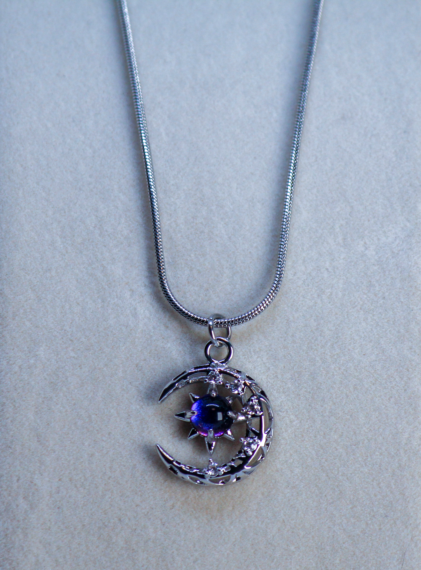 Silver Crescent Moon Gem