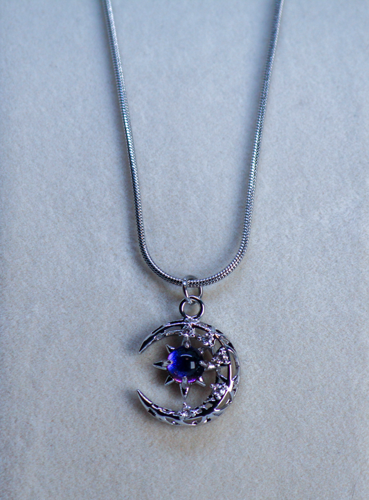 Silver Crescent Moon Gem